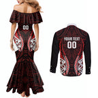 Counties Manukau 2026 Rugby Custom Couples Matching Mermaid Dress and Long Sleeve Button Shirt NZ Maori Silver Fern