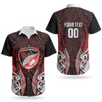 Counties Manukau 2026 Rugby Custom Couples Matching Off Shoulder Short Dress and Hawaiian Shirt NZ Maori Silver Fern LT14