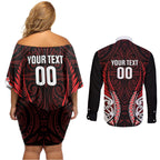 Counties Manukau 2026 Rugby Custom Couples Matching Off Shoulder Short Dress and Long Sleeve Button Shirt NZ Maori Silver Fern