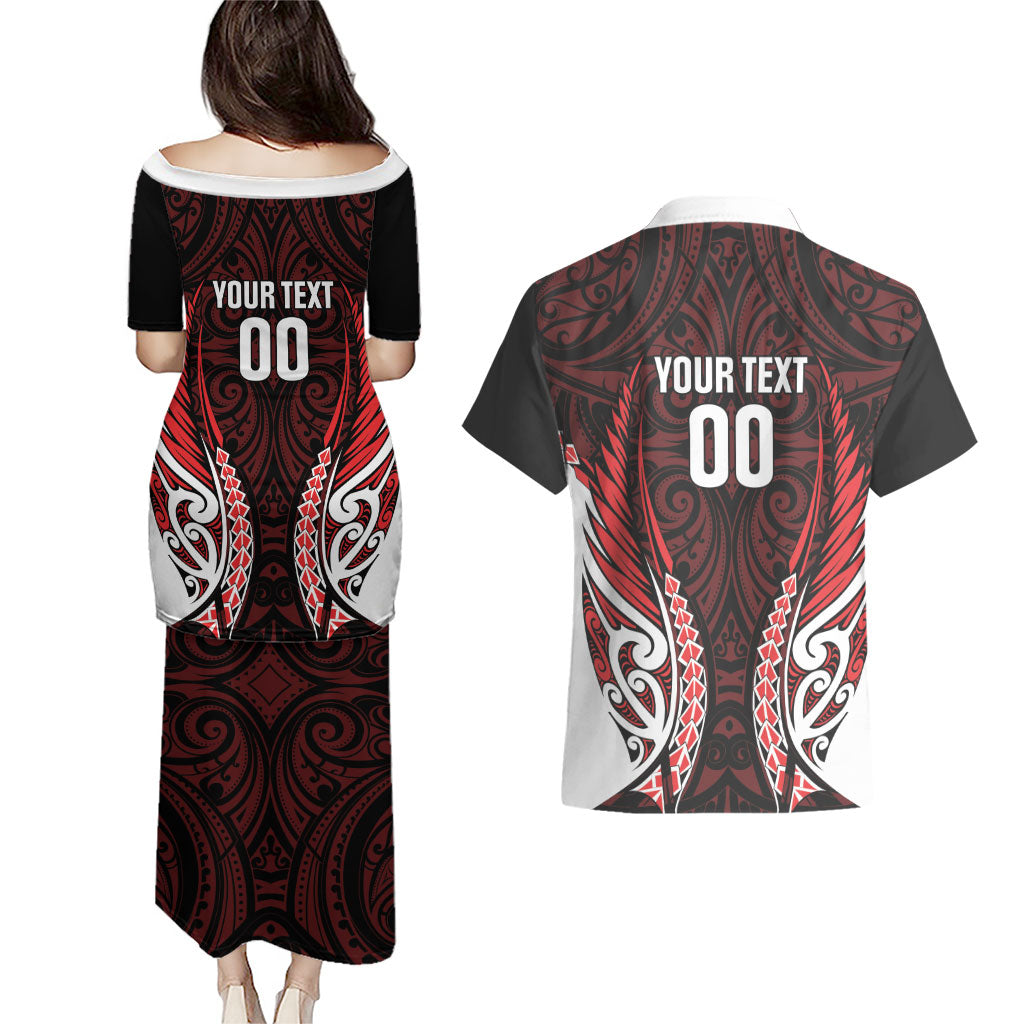 Counties Manukau 2026 Rugby Custom Couples Matching Puletasi and Hawaiian Shirt NZ Maori Silver Fern