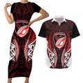 Counties Manukau 2026 Rugby Custom Couples Matching Short Sleeve Bodycon Dress and Hawaiian Shirt NZ Maori Silver Fern