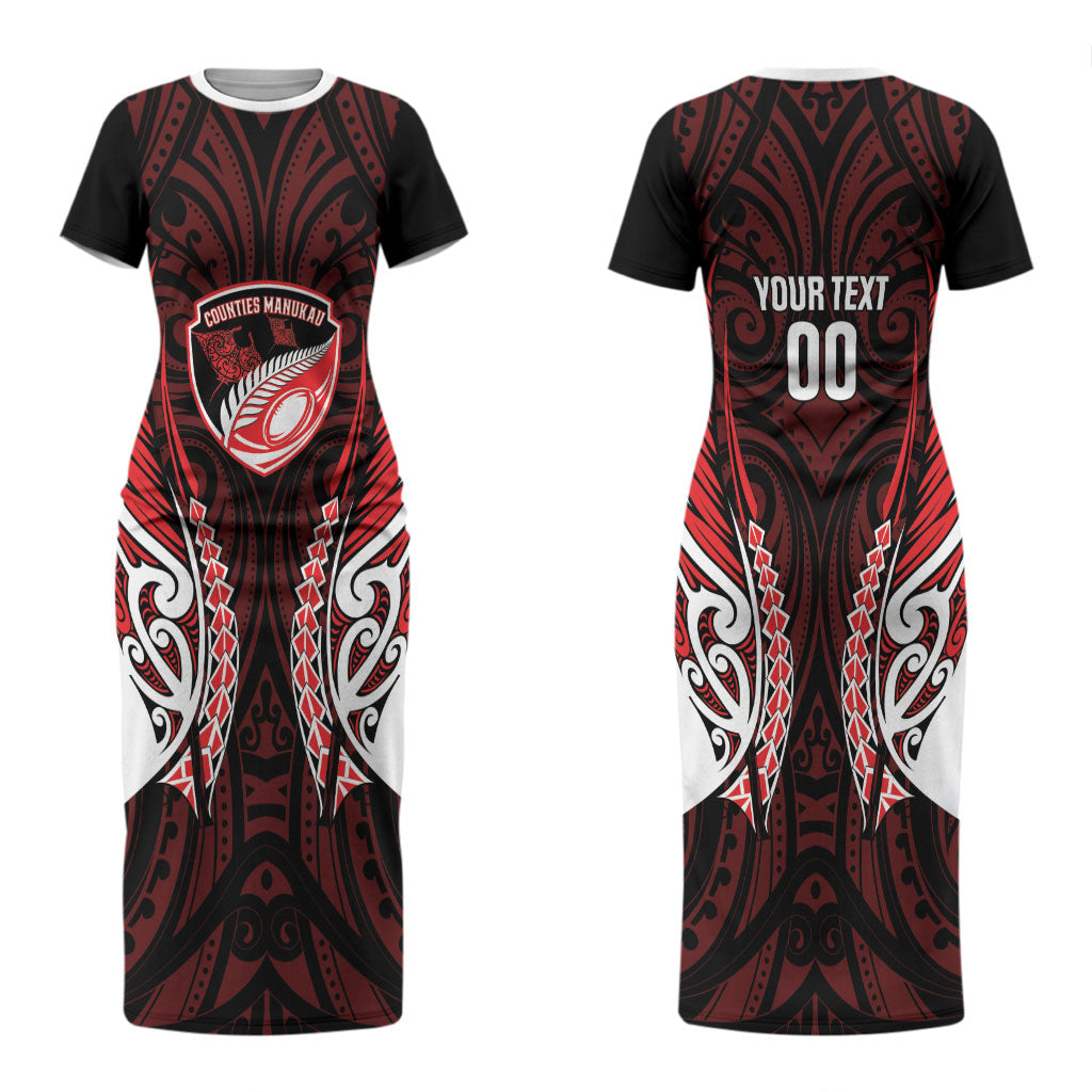 Counties Manukau 2026 Rugby Custom Couples Matching Short Sleeve Bodycon Dress and Hawaiian Shirt NZ Maori Silver Fern LT14