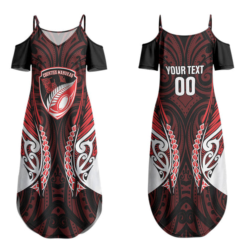 Counties Manukau 2026 Rugby Custom Couples Matching Summer Maxi Dress and Hawaiian Shirt NZ Maori Silver Fern LT14