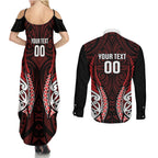 Counties Manukau 2026 Rugby Custom Couples Matching Summer Maxi Dress and Long Sleeve Button Shirt NZ Maori Silver Fern