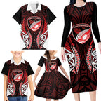 Counties Manukau 2026 Rugby Custom Family Matching Long Sleeve Bodycon Dress and Hawaiian Shirt NZ Maori Silver Fern