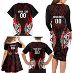 Counties Manukau 2026 Rugby Custom Family Matching Long Sleeve Bodycon Dress and Hawaiian Shirt NZ Maori Silver Fern