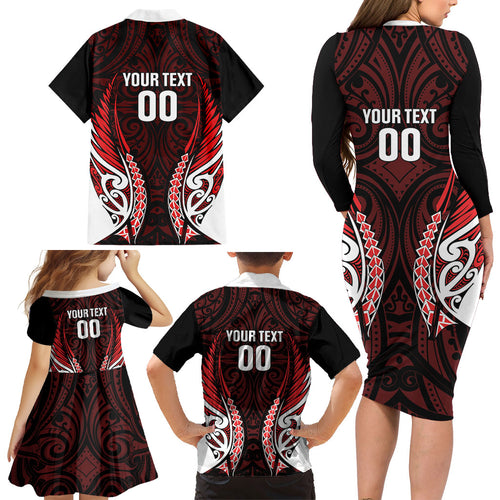 Counties Manukau 2026 Rugby Custom Family Matching Long Sleeve Bodycon Dress and Hawaiian Shirt NZ Maori Silver Fern