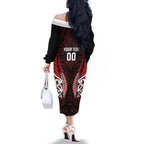Counties Manukau 2026 Rugby Custom Family Matching Off The Shoulder Long Sleeve Dress and Hawaiian Shirt NZ Maori Silver Fern