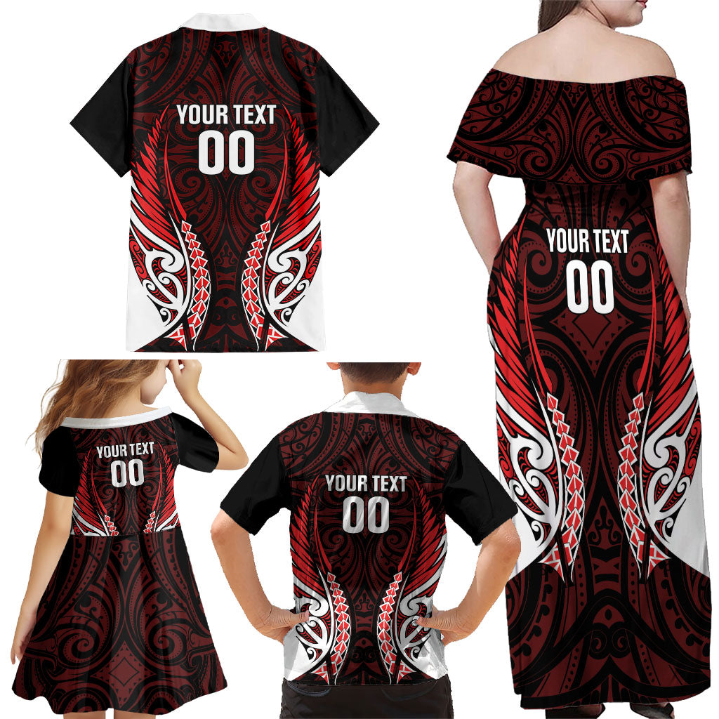 Counties Manukau 2026 Rugby Custom Family Matching Off Shoulder Maxi Dress and Hawaiian Shirt NZ Maori Silver Fern