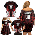 Counties Manukau 2026 Rugby Custom Family Matching Off Shoulder Short Dress and Hawaiian Shirt NZ Maori Silver Fern