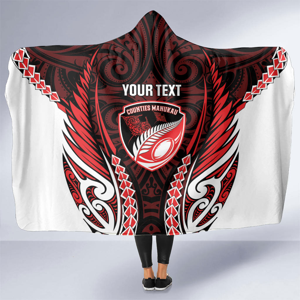 Counties Manukau 2026 Rugby Custom Hooded Blanket NZ Maori Silver Fern