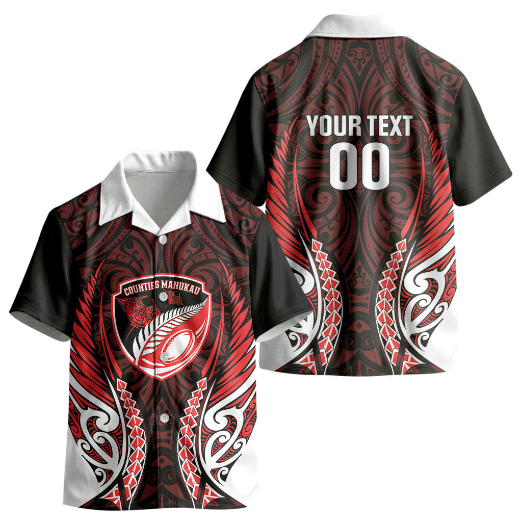 Counties Manukau 2026 Rugby Custom Kid Hawaiian Shirt NZ Maori Silver Fern LT14