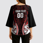 Counties Manukau 2026 Rugby Custom Kimono Sleeve Blouse NZ Maori Silver Fern