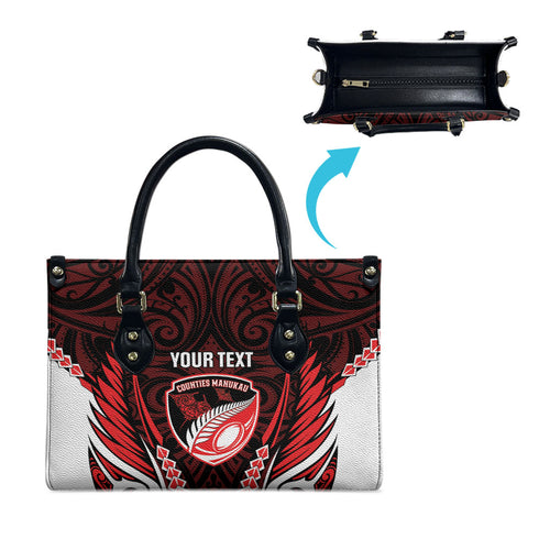Counties Manukau 2026 Rugby Custom Leather Bag NZ Maori Silver Fern