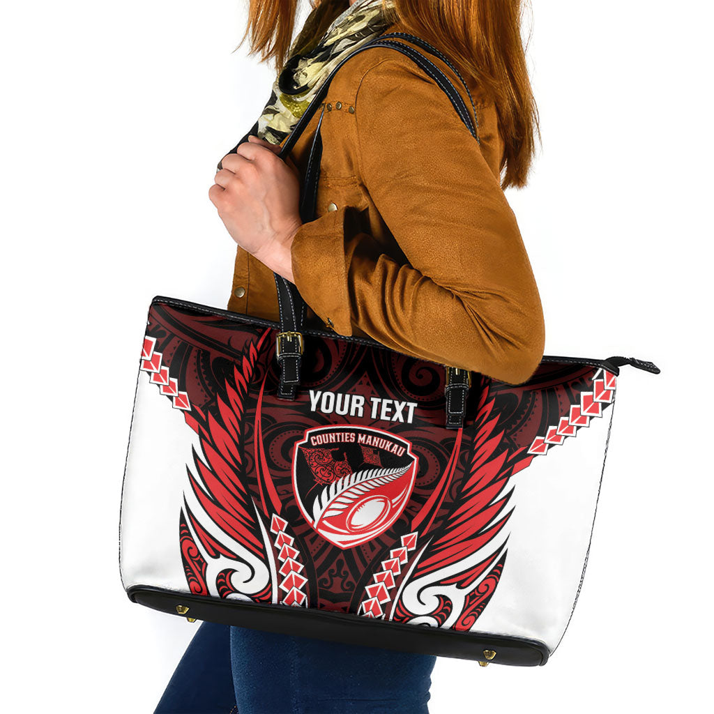 Counties Manukau 2026 Rugby Custom Leather Tote Bag NZ Maori Silver Fern