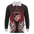 Counties Manukau 2026 Rugby Custom Long Sleeve Polo Shirt NZ Maori Silver Fern