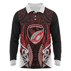 Counties Manukau 2026 Rugby Custom Long Sleeve Polo Shirt NZ Maori Silver Fern