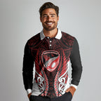 Counties Manukau 2026 Rugby Custom Long Sleeve Polo Shirt NZ Maori Silver Fern