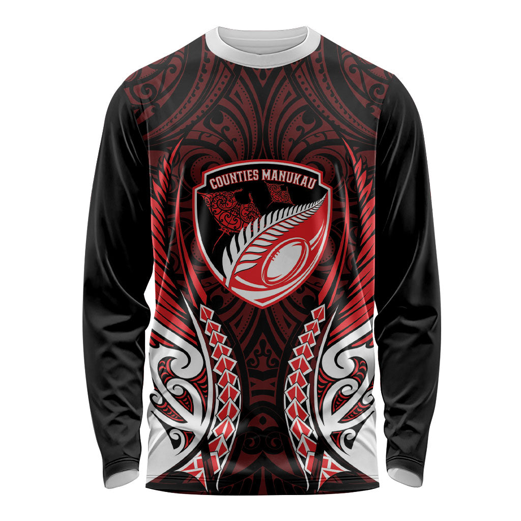 Counties Manukau 2026 Rugby Custom Long Sleeve Shirt NZ Maori Silver Fern