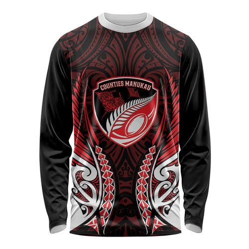 Counties Manukau 2026 Rugby Custom Long Sleeve Shirt NZ Maori Silver Fern
