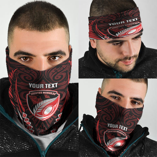 Counties Manukau 2026 Rugby Custom Neck Gaiter NZ Maori Silver Fern