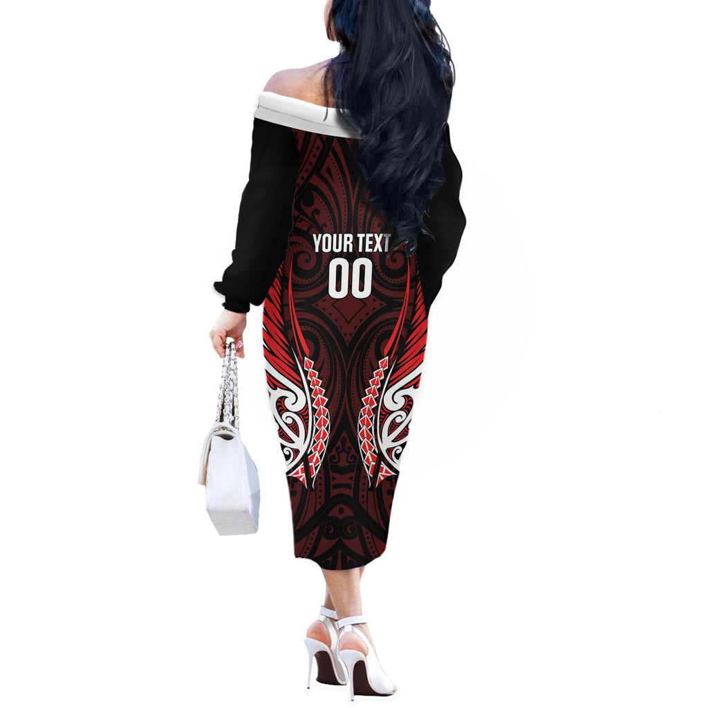 Counties Manukau 2026 Rugby Custom Off The Shoulder Long Sleeve Dress NZ Maori Silver Fern