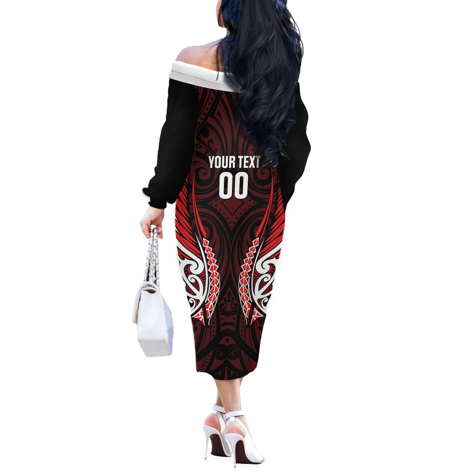 Counties Manukau 2026 Rugby Custom Off The Shoulder Long Sleeve Dress NZ Maori Silver Fern