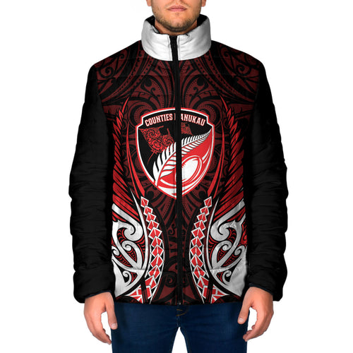 Counties Manukau 2026 Rugby Custom Padded Jacket NZ Maori Silver Fern