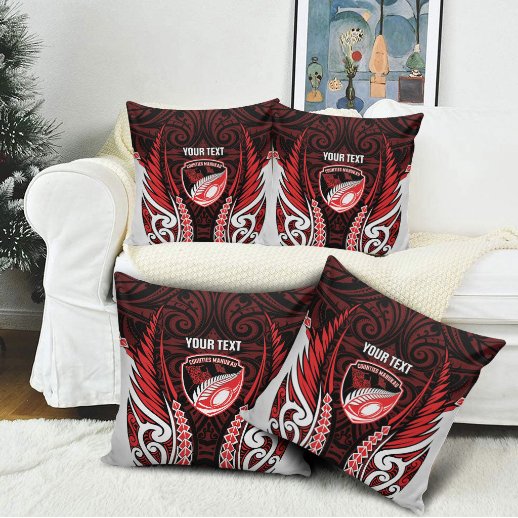 Counties Manukau 2026 Rugby Custom Pillow Cover NZ Maori Silver Fern