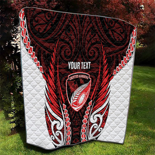 Counties Manukau 2026 Rugby Custom Quilt NZ Maori Silver Fern