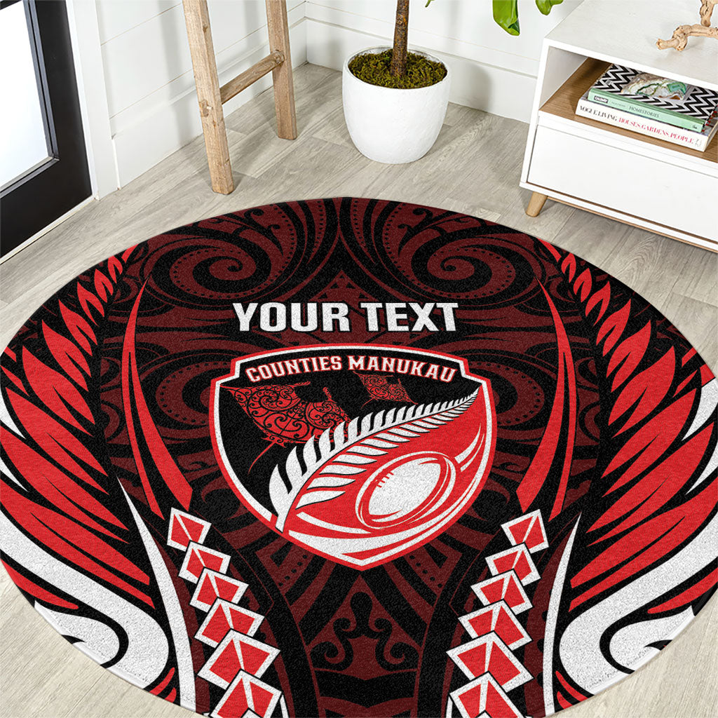 Counties Manukau 2026 Rugby Custom Round Carpet NZ Maori Silver Fern