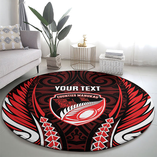 Counties Manukau 2026 Rugby Custom Round Carpet NZ Maori Silver Fern