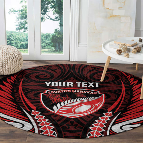Counties Manukau 2026 Rugby Custom Round Carpet NZ Maori Silver Fern
