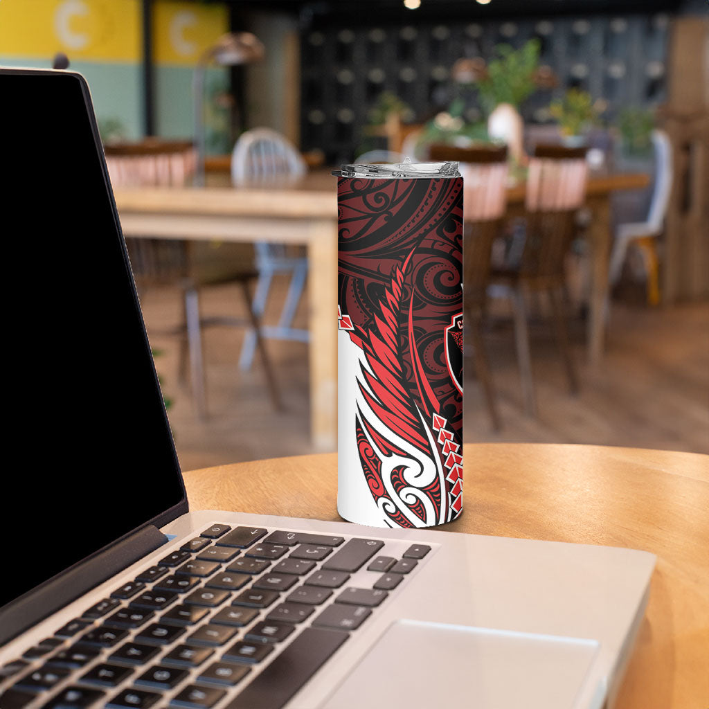 Counties Manukau 2026 Rugby Custom Skinny Tumbler NZ Maori Silver Fern