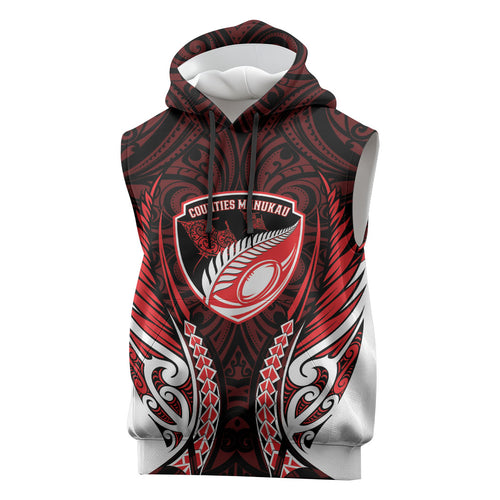 Counties Manukau 2026 Rugby Custom Sleeveless Hoodie NZ Maori Silver Fern