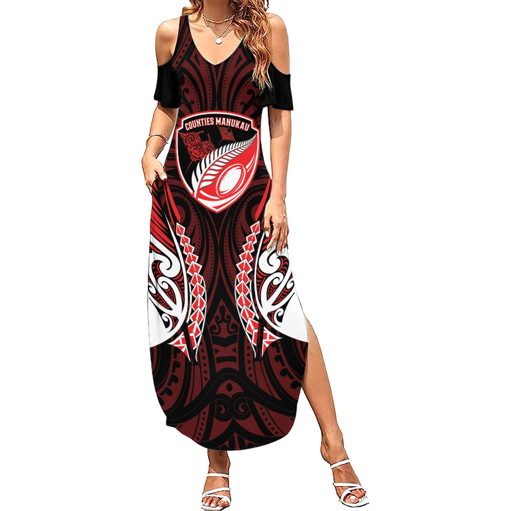 Counties Manukau 2026 Rugby Custom Summer Maxi Dress NZ Maori Silver Fern