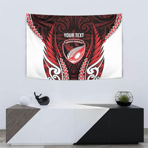 Counties Manukau 2026 Rugby Custom Tapestry NZ Maori Silver Fern