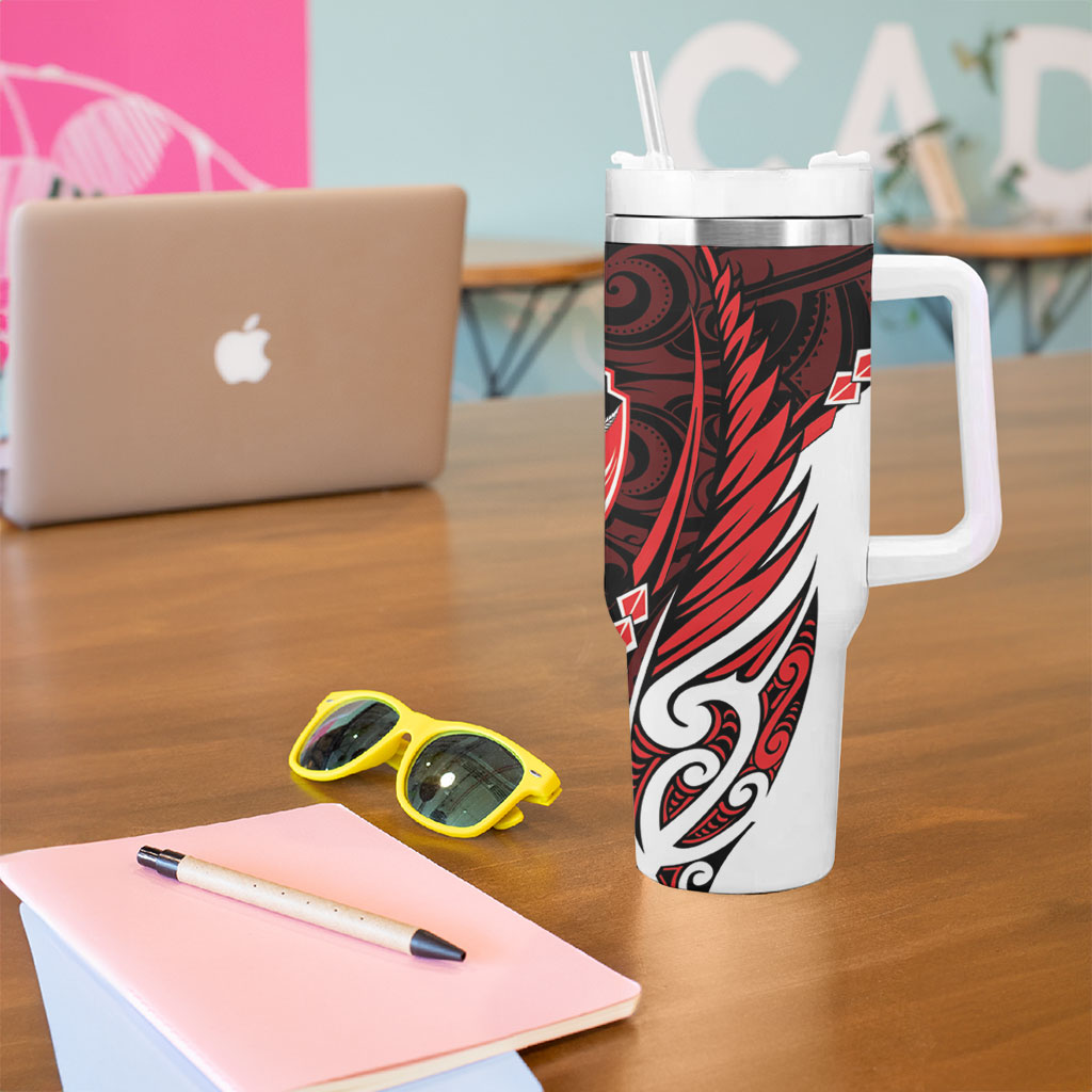 Counties Manukau 2026 Rugby Custom Tumbler With Handle NZ Maori Silver Fern