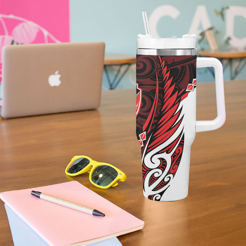 Counties Manukau 2026 Rugby Custom Tumbler With Handle NZ Maori Silver Fern