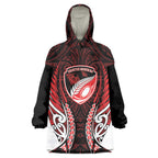 Counties Manukau 2026 Rugby Custom Wearable Blanket Hoodie NZ Maori Silver Fern