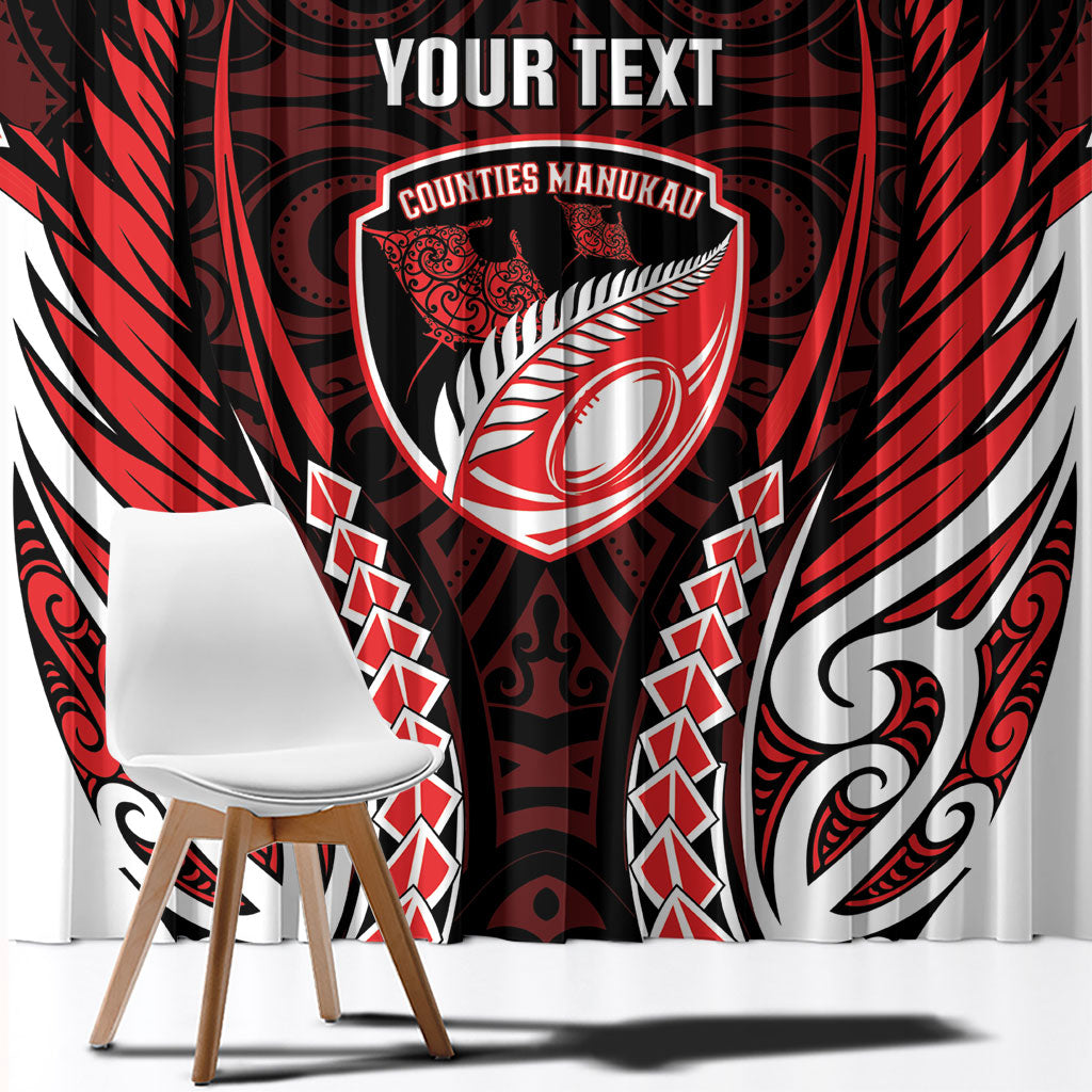 Counties Manukau 2026 Rugby Custom Window Curtain NZ Maori Silver Fern