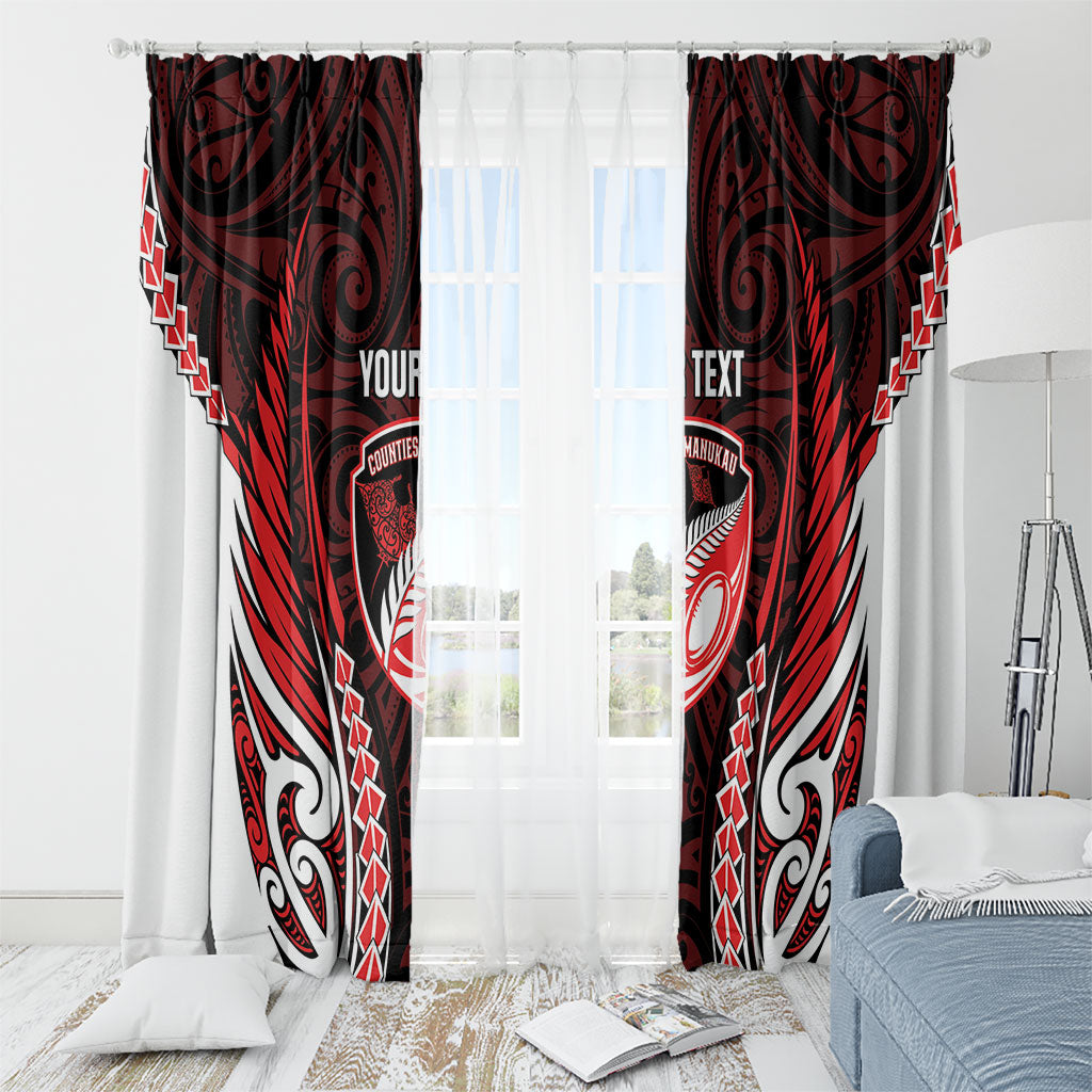Counties Manukau 2026 Rugby Custom Window Curtain NZ Maori Silver Fern
