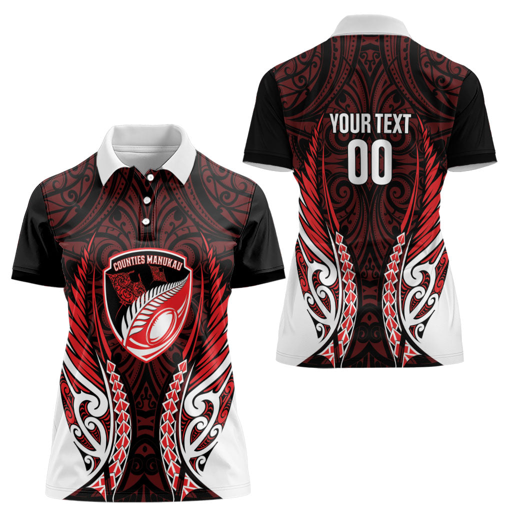 Counties Manukau 2026 Rugby Custom Women Polo Shirt NZ Maori Silver Fern