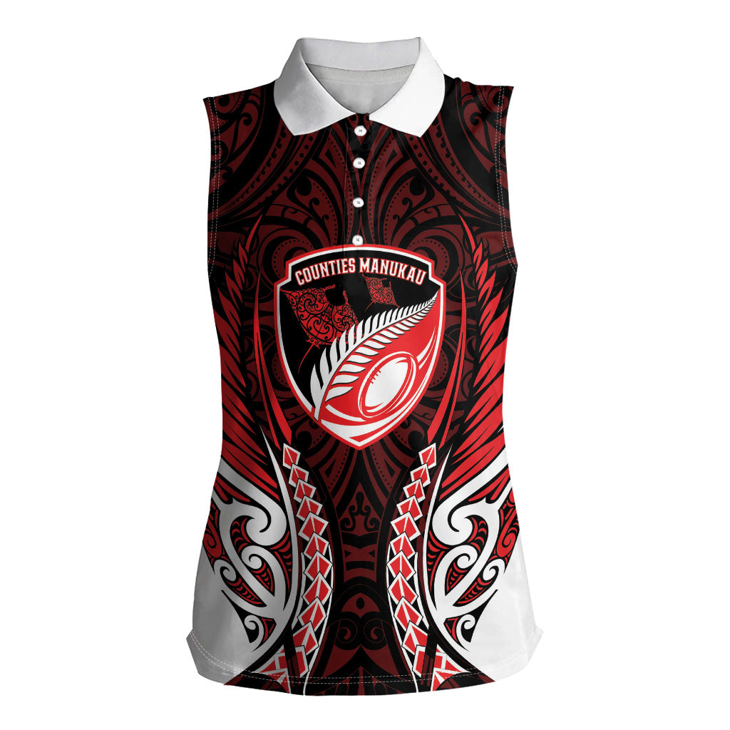 Counties Manukau 2026 Rugby Custom Women Sleeveless Polo Shirt NZ Maori Silver Fern