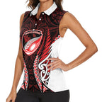 Counties Manukau 2026 Rugby Custom Women Sleeveless Polo Shirt NZ Maori Silver Fern