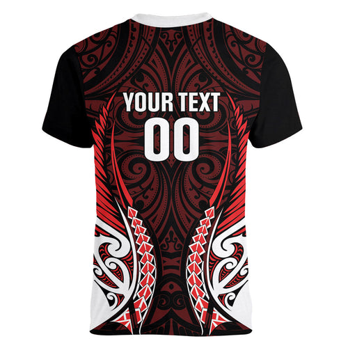 Counties Manukau 2026 Rugby Custom Women V-Neck T-Shirt NZ Maori Silver Fern
