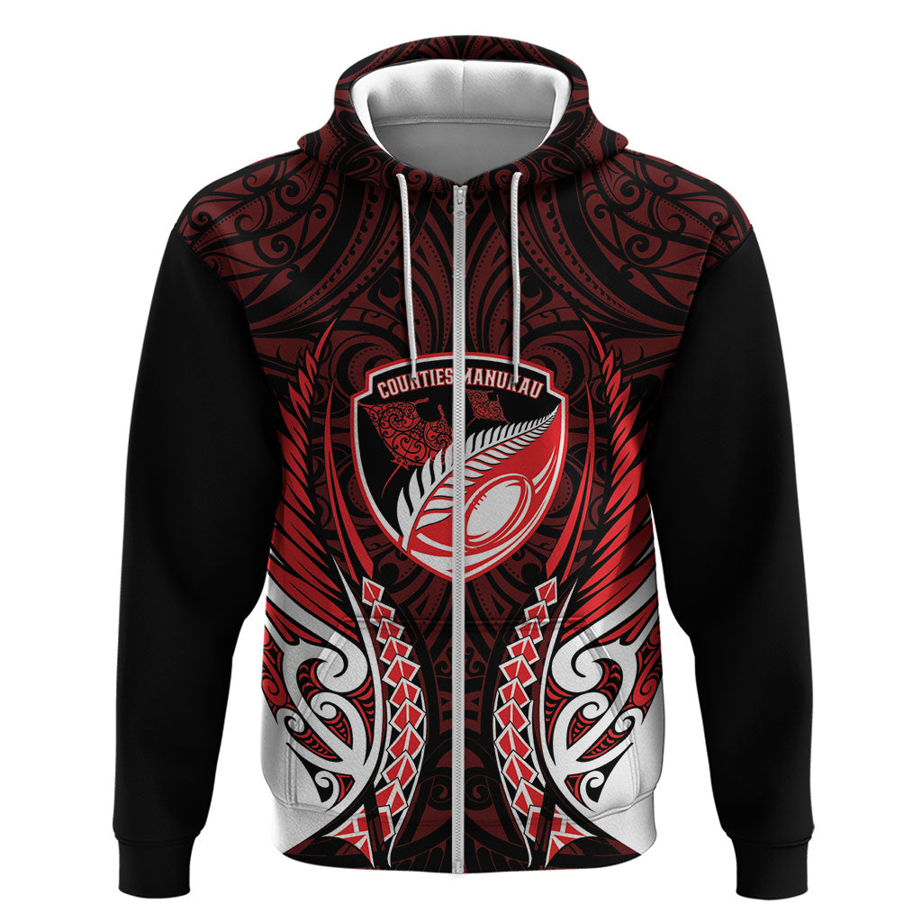 Counties Manukau 2026 Rugby Custom Zip Hoodie NZ Maori Silver Fern