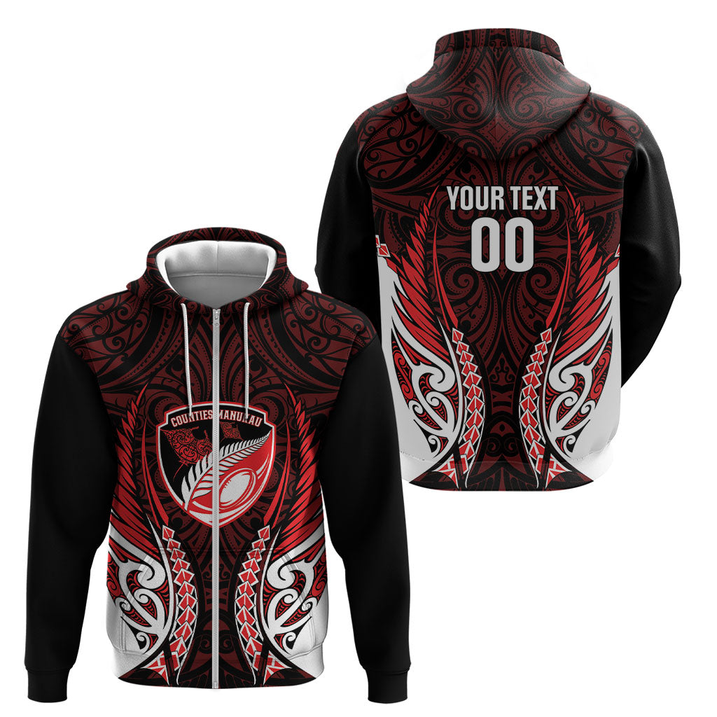 Counties Manukau 2026 Rugby Custom Zip Hoodie NZ Maori Silver Fern