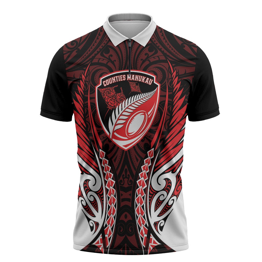 Counties Manukau 2026 Rugby Custom Zipper Polo Shirt NZ Maori Silver Fern