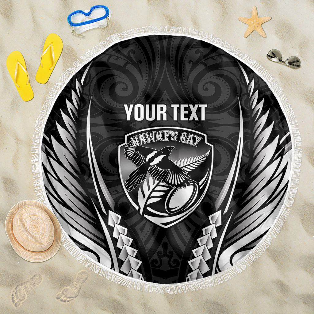 Hawke's Bay 2026 Rugby Custom Beach Blanket NZ Maori Silver Fern
